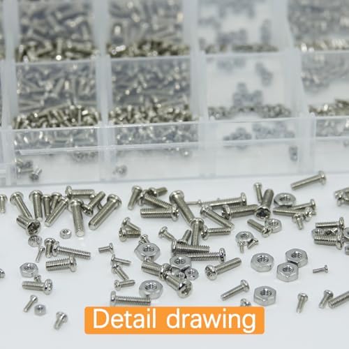 1110Pcs Metric Micro Screws & Nuts Kit, M1 M1.2 M1.4 M1.6 M2 M2.5