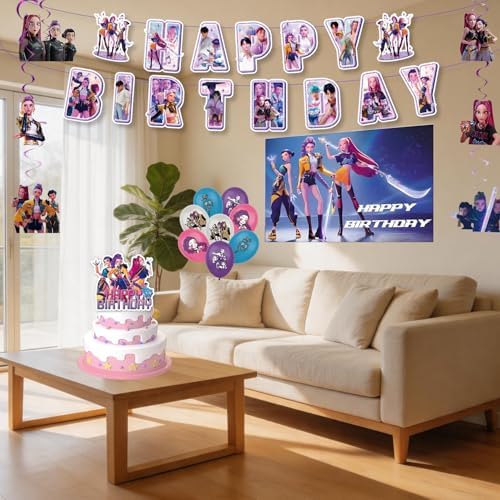 50 Pcs For K Pop Demon Hunters Party Supplies, Birthday Decorations Set