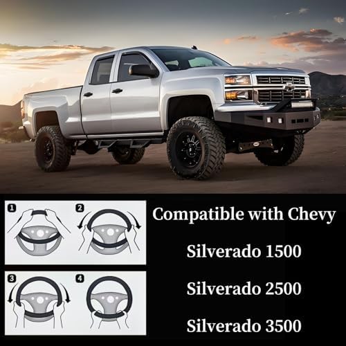 Yangday Leather Steering Wheel Cover for Chevy Silverado 1500 2500 3500