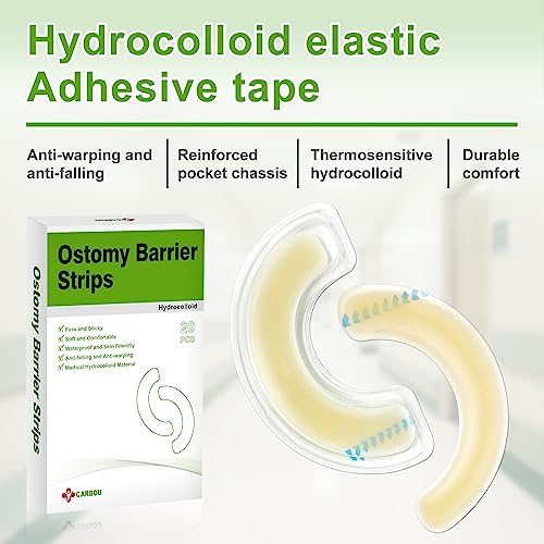 Carbou 20 Pcs Elastic Ostomy Barrier Strips, Hydrocolloid Waterproof Leak