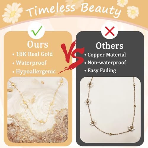 SmileBelle Pearl Necklaces for Women, 18K Gold Choker