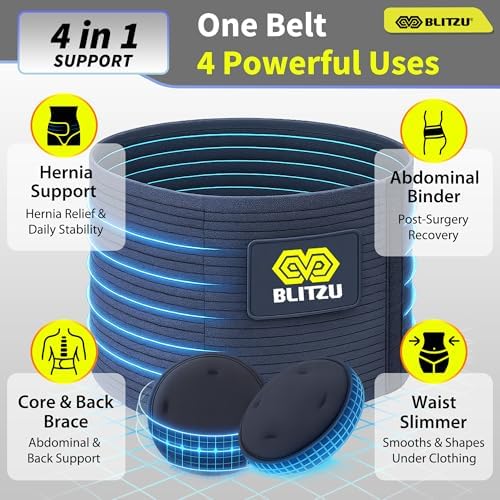 BLITZU Umbilical Hernia Belt for Men Women. Abdominal Binder Support Truss