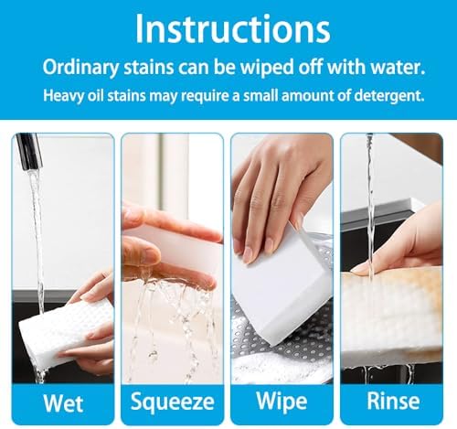 SmilinFit Magic Sponge Erasers, 20 Pack 2X Density Stronger Melamine Sponge Foam Pads, Multi-Functional Household Cleaning Supplies Cleaner for Kitchen, Bathroom, Bathtub, Sink, Wall Cleaner