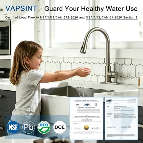 VAPSINT Kitchen Faucet with Pull Down Sprayer, Brushed Nickel