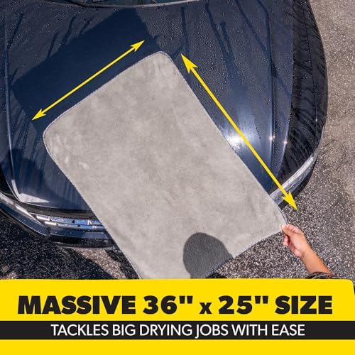 Chemical Guys, Woolly Mammoth Large Microfiber Drying Towel, 36 x 25 in