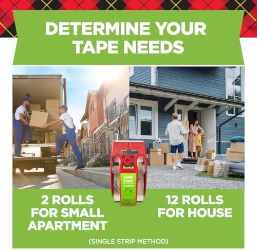 Scotch Sure Start Packing Tape, Clear, 1.88 in. x 22.2 yd.