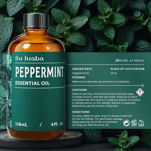 SU JUABA Peppermint Oil for Hair, Diffuser, Aromatherapy, Air Freshener