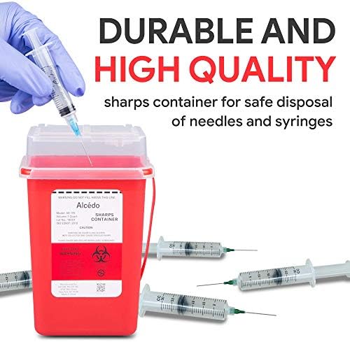 Alcedo Sharps Container 1 Quart (3-Pack) for Home Use & Travel Disposal