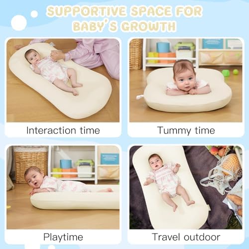 Baby Lounger for Newborn 0-24 Months Soft Cotton Infants Support Cushion
