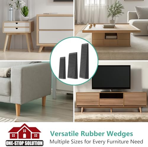 Furniture Leveler 12pcs Kit Size Variety | Multi-Purpose Rubber Shim for Leveling Feet Stable | Anti-Wobble Pad for Uneven Table, Dresser Leg, Toliet and More Furniture | Prevent from Wobbling