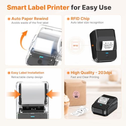 PM240 Label Maker Machine with 3 Tapes, Label Printer Black, Set 1