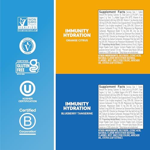 Nuun Immunity Electrolyte Tablets Blueberry Tangerine & Orange, 4 Pack