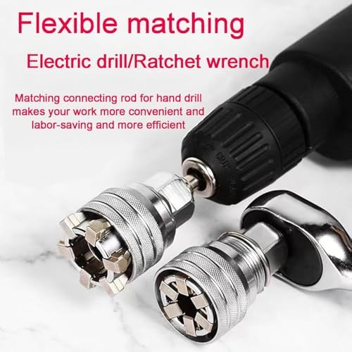 New 2 Sets Adjustable Universal Socket Wrench Tool Set - Multi-Function 10mm-19mm Universal Maintenance Socket for 3/8" Drive Ratchet, Torque Wrench & Power Drill
