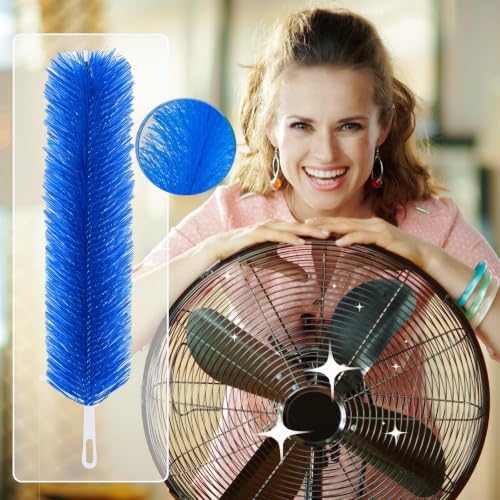 Fan Cleaner Brush, Fan Brush Cobweb Duster Microfiber Duster Ideal for Ceiling Duster, Household Duster for Curtains, Fan Cleaner for Box Fan (2 Pack) (Blue)