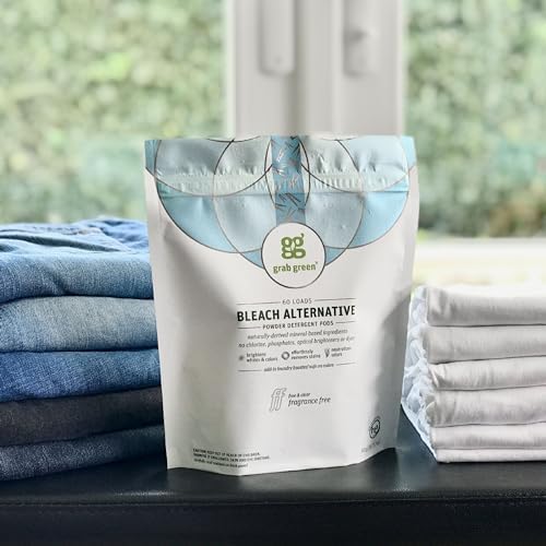 Grab Green Bleach Alternative Pods, 60 Count, Fragrance Free, Chlorine Free