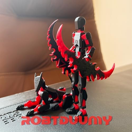 T13 3D Action Figure Set (Assembly Completed),Dummy Robot Titan 13 Action Figures,3D Printed Toys Multi-Jointed Movable (Black/Red)