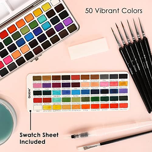Grabie 50 Color Watercolor Paint Set with Brush Pens