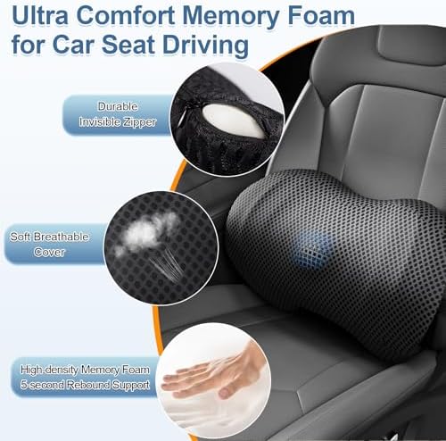 BYMECOST Lumbar Support Pillow for Car, Ergonomic Back Cushion