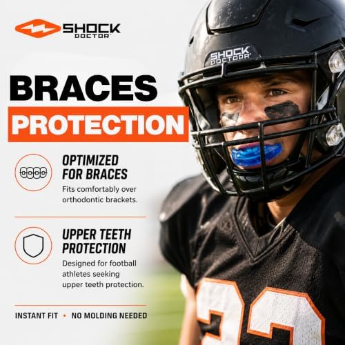 Shock Doctor Mouth Guard for Braces, Blue, Youth
