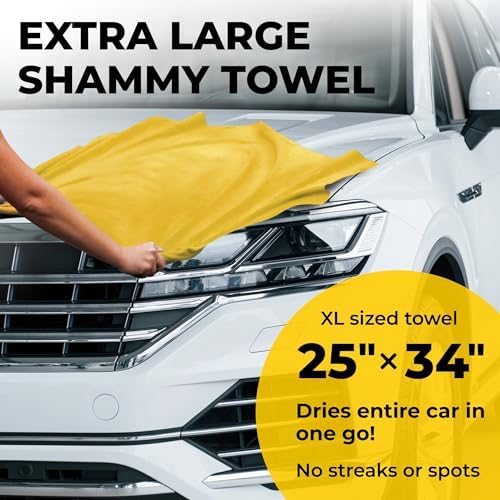 XL Shammy Towel for Car - 2pk(34”x25”) - Spots & Scratch-Free Chamois Cloth