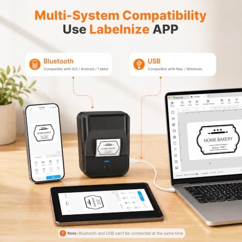 PM240 Label Maker Machine with 3 Tapes, Label Printer Black, Set 1