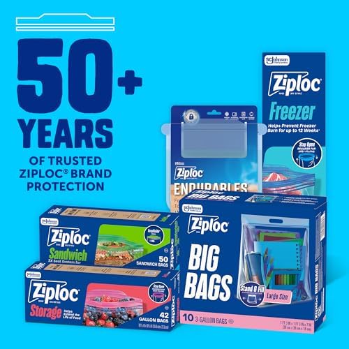 Ziploc Big Bags 3 Gallon Large, Reusable Large-Capacity Plastic Storage Bags, 10 count