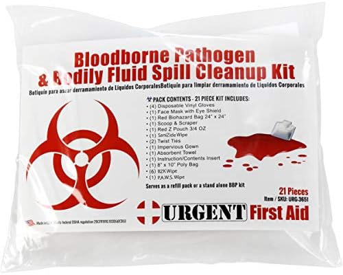22 Piece Bodily Fluid Cleanup Pack/Bloodborne Pathogen Kit - OSHA Compliant