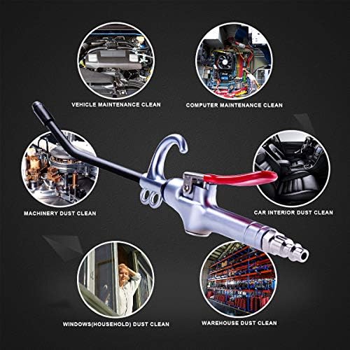 JASTIND High Volume Air Blow Gun w/Aluminum Rubber Guard Air Flow Nozzle