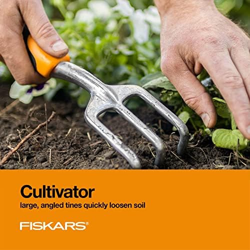 Fiskars 3-Piece Garden Hand Tools Set w/ Trowel, Transplanter & Cultivator