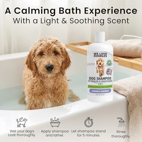 Dog Shampoo, Conditioner & Detangler, Hypoallergenic Tearless Lavender 16OZ