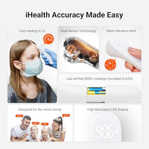 iHealth No-Touch Forehead Thermometer for Adults, Kids, Babies PT3