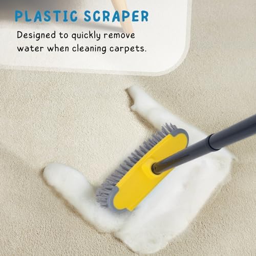 Deck Brush with Long Handle, 50'' Floor Scrub Broom for Shower, Patio