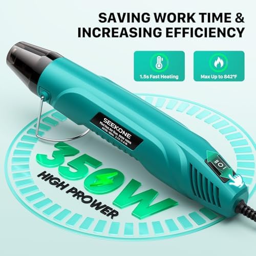 SEEKONE 350W Mini Heat Gun Dual-Temp 500℉ & 842℉ for crafts