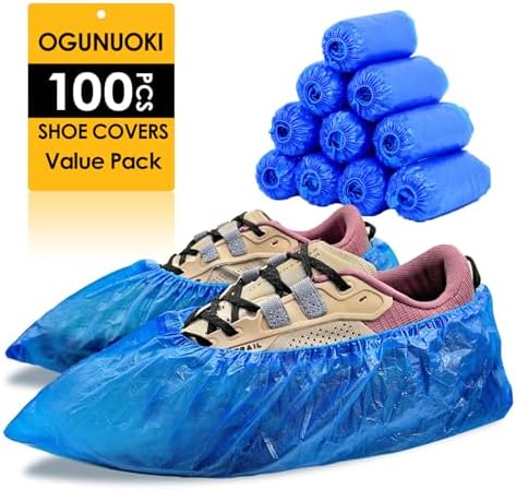 Ogunuoki Pack of 100 Shoe Booties Covers Disposable Non-slip for Guest