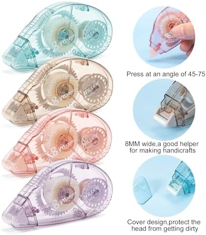 4 Pack Double Sided Tape Roller, Scrapbook Supplies, Glue Tape