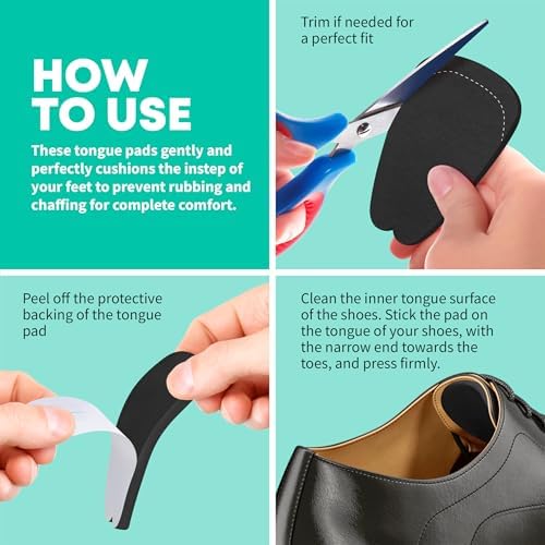 COMFWALK Felt Tongue Pads for Shoes - Soft Self-Adhesive Shoe Inserts