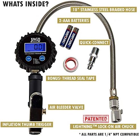 JACO FlowPro Digital Tire Inflator with Pressure Gauge - 200 PSI