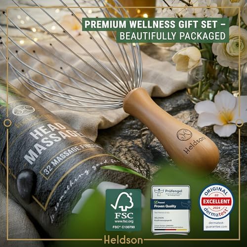 HELDSON Wire Head Massager 32 Fingers – Scalp Head Scratcher Whisk Tool