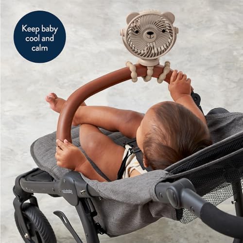 Itzy Ritzy Baby Stroller Fan, Rechargeable Fan with Wraparound Legs (Bear)