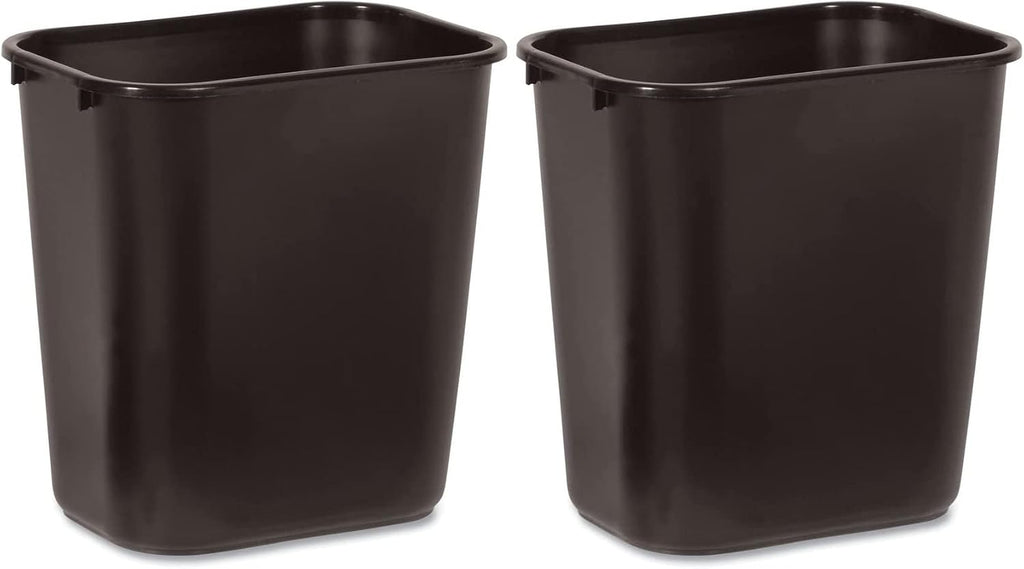 Rubbermaid Commercial 295600BK Deskside Plastic Wastebasket, Rectangular, 7 gal, Black (2)