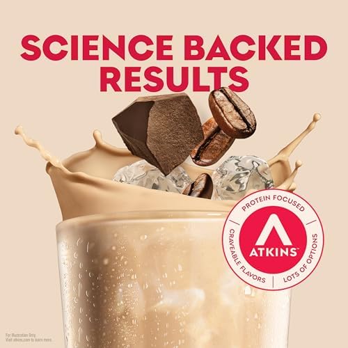 Atkins Mocha Latte Iced Coffee Flavored High Protein Shake, 12 Count