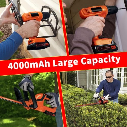 4.0Ah 20V Lithium Battery for Black and Decker Power Tools - 2 Pack