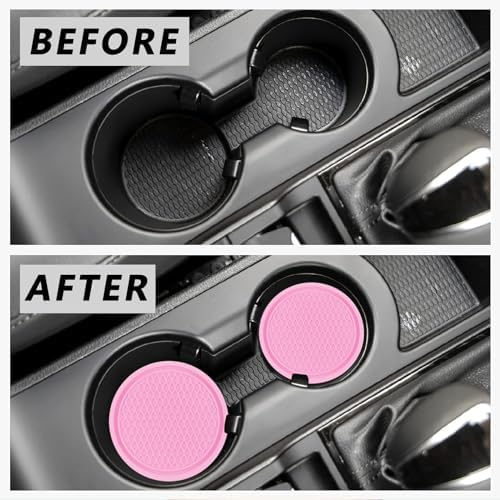 ZSDY Car Cup Coaster, 4PCS Universal Auto Non-Slip Cup Holder Embedded in Ornaments Coaster, Car Interior Accessories Sets, Pink