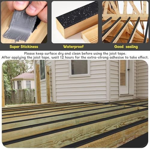 Joist Tape for Decking 2'' X 50', 6 Rolls Waterproof Butyl Tape
