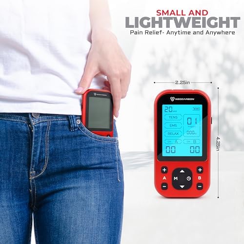 NEOCARBON TENS Unit Muscle Stimulator Pro for Back Pain Relief, Red
