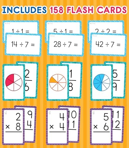 Carson Dellosa 3-Pack Math Flash Cards, Ages 8-12, Multiplication