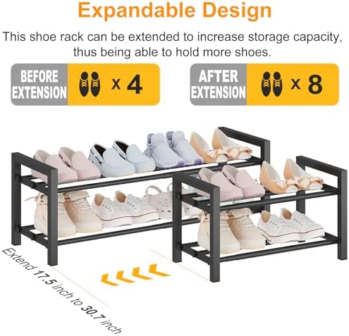 Expandable Metal Shoe Rack for Closet & Entryway, Shoe Storage Organizer