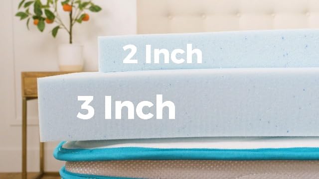 Linenspa Memory Foam Mattress Topper, Twin XL Size - 2 Inch Gel Infused Memory Foam - Plush Feel - Cooling and Pressure Relieving - CertiPUR Certified - Dorm Room Essentials