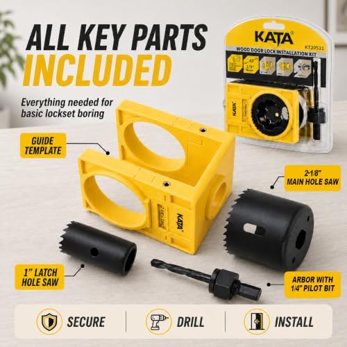 KATA 1-3/8" - 1-3/4" Door Lock Installation Kit for Wood Doors