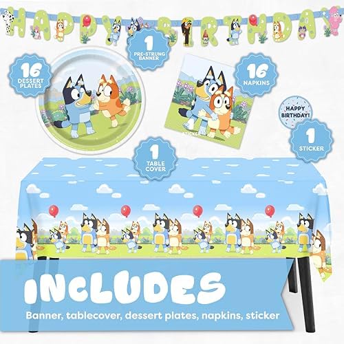 Bluey Birthday Decorations, Party Supplies, Serves 16 Guests